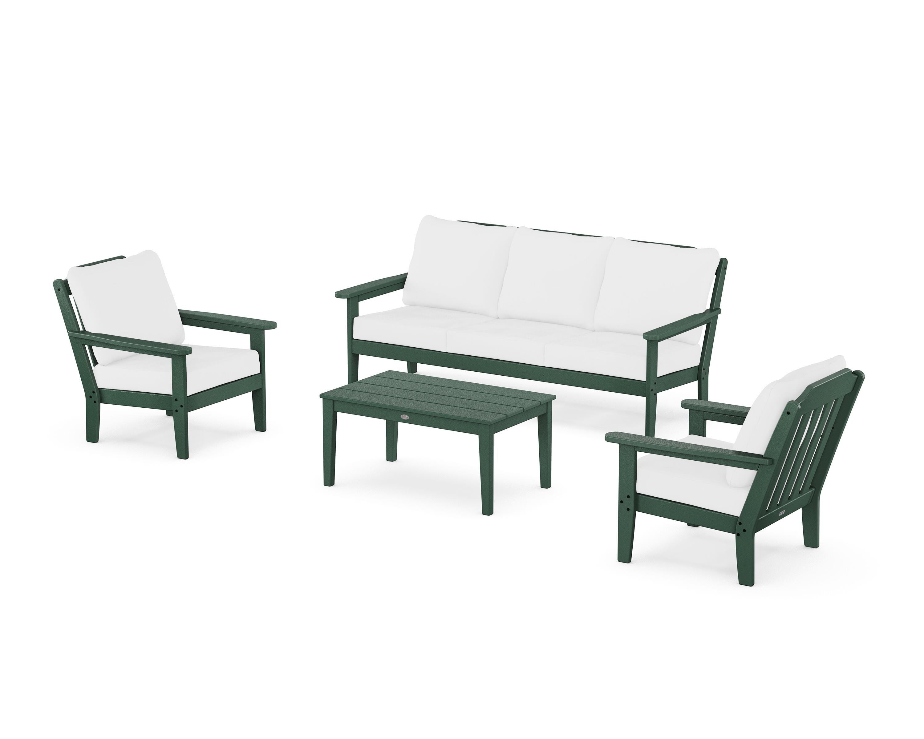 Polywood Cottage PWS1550-2-GR5404 Cottage 4-Piece Deep Seating Set with ...