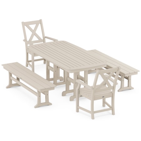Braxton 5-Piece Dining Set With Benches