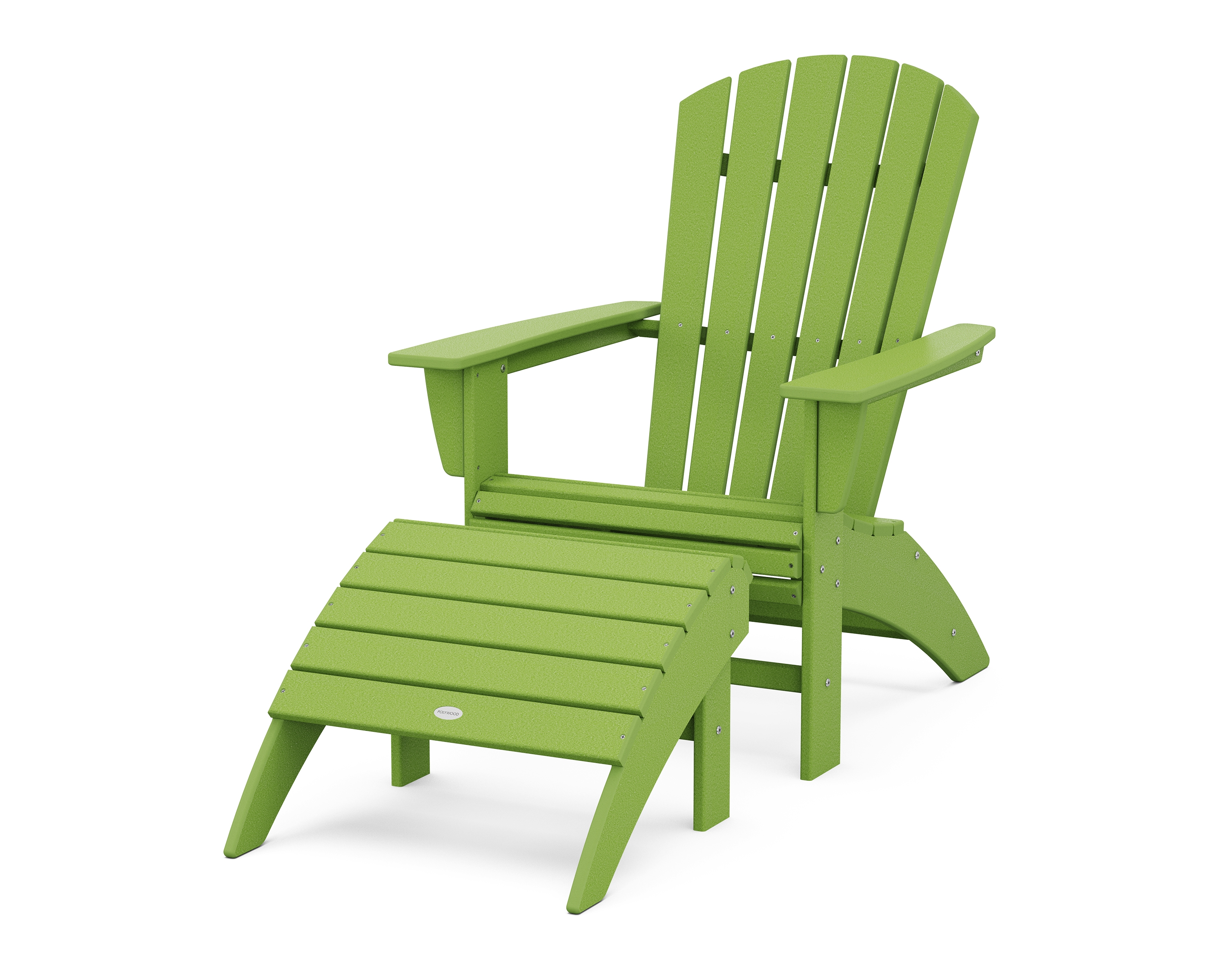 Nautical Curveback Adirondack Chair 2-Piece Set With Ottoman