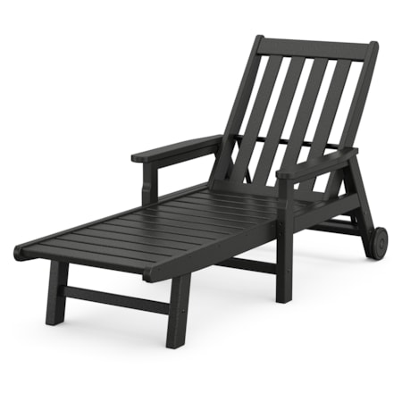 Vineyard Chaise With Arms And Wheels