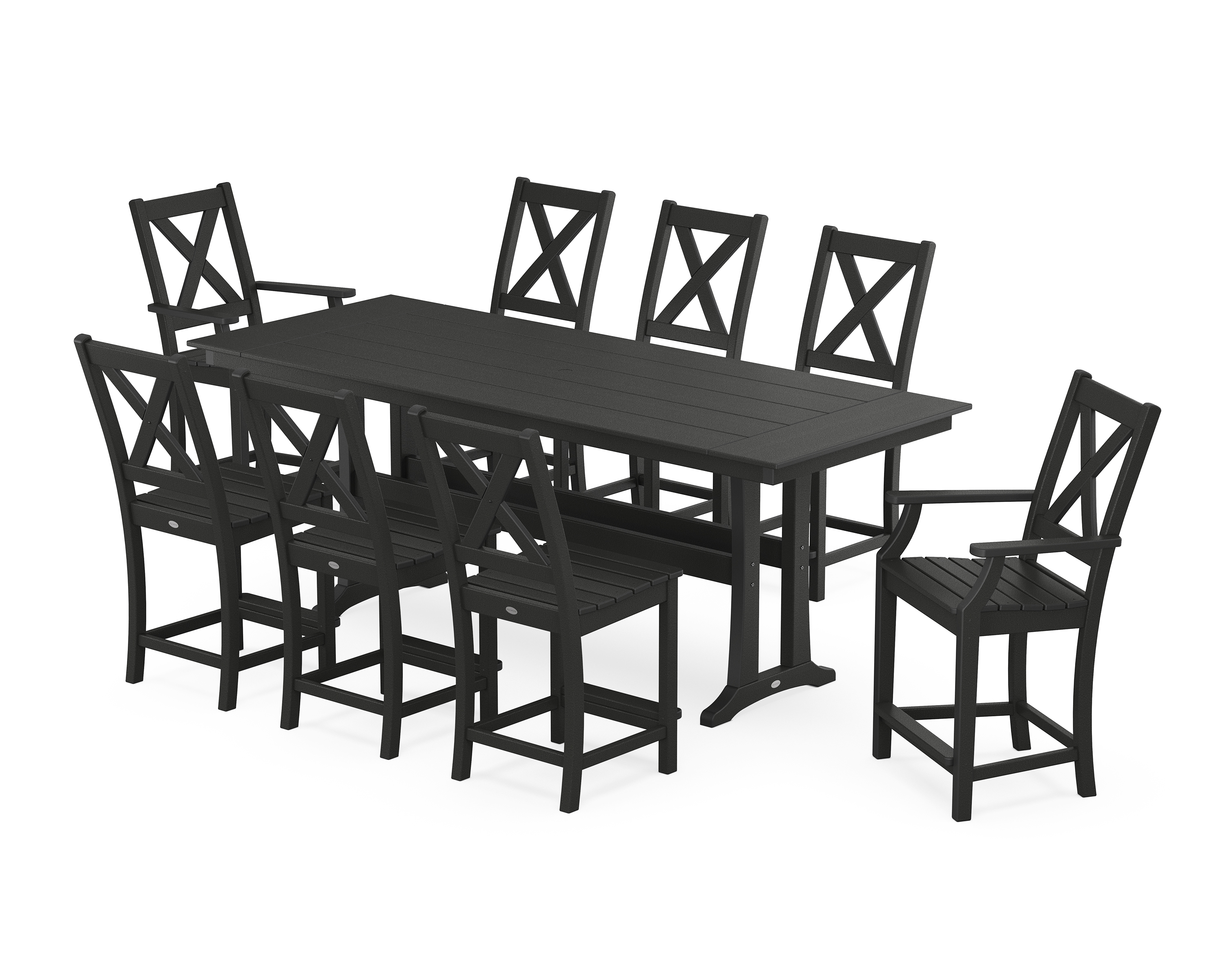 Braxton 9-Piece Farmhouse Counter Set With Trestle Legs