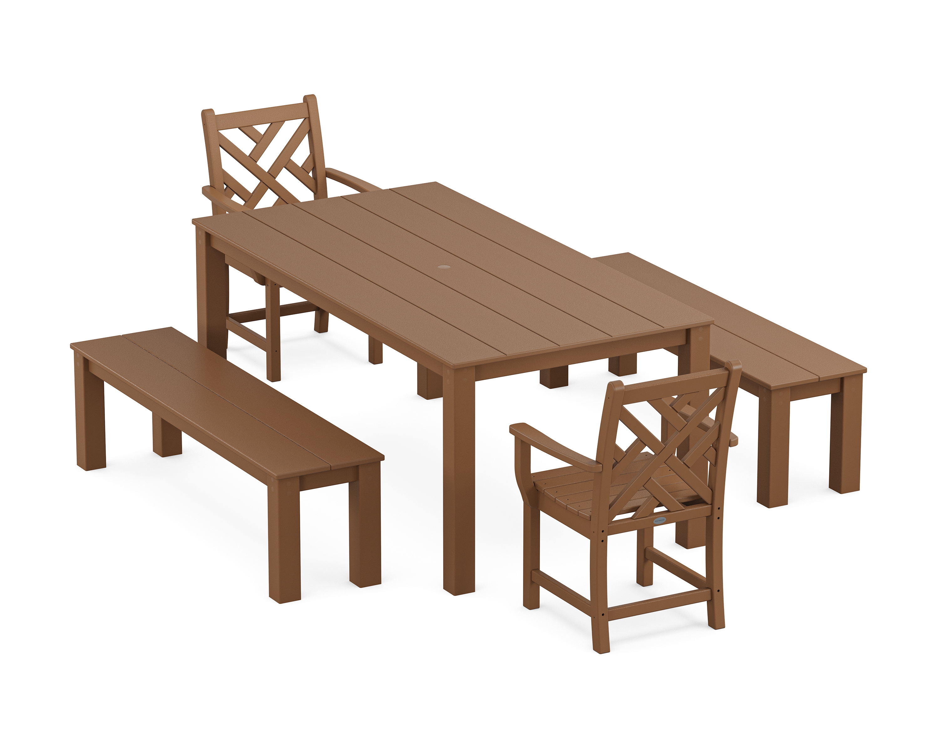 Chippendale 5-Piece Parsons Dining Set With Benches