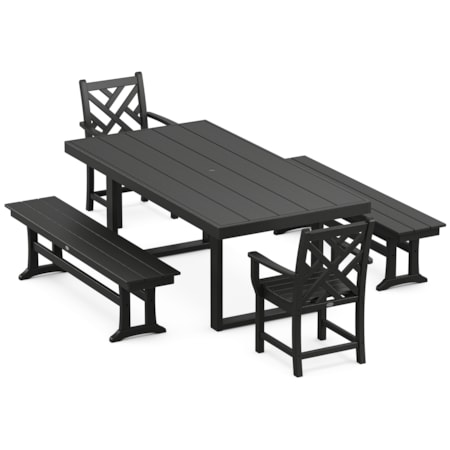 Chippendale 5-Piece Dining Set With Benches