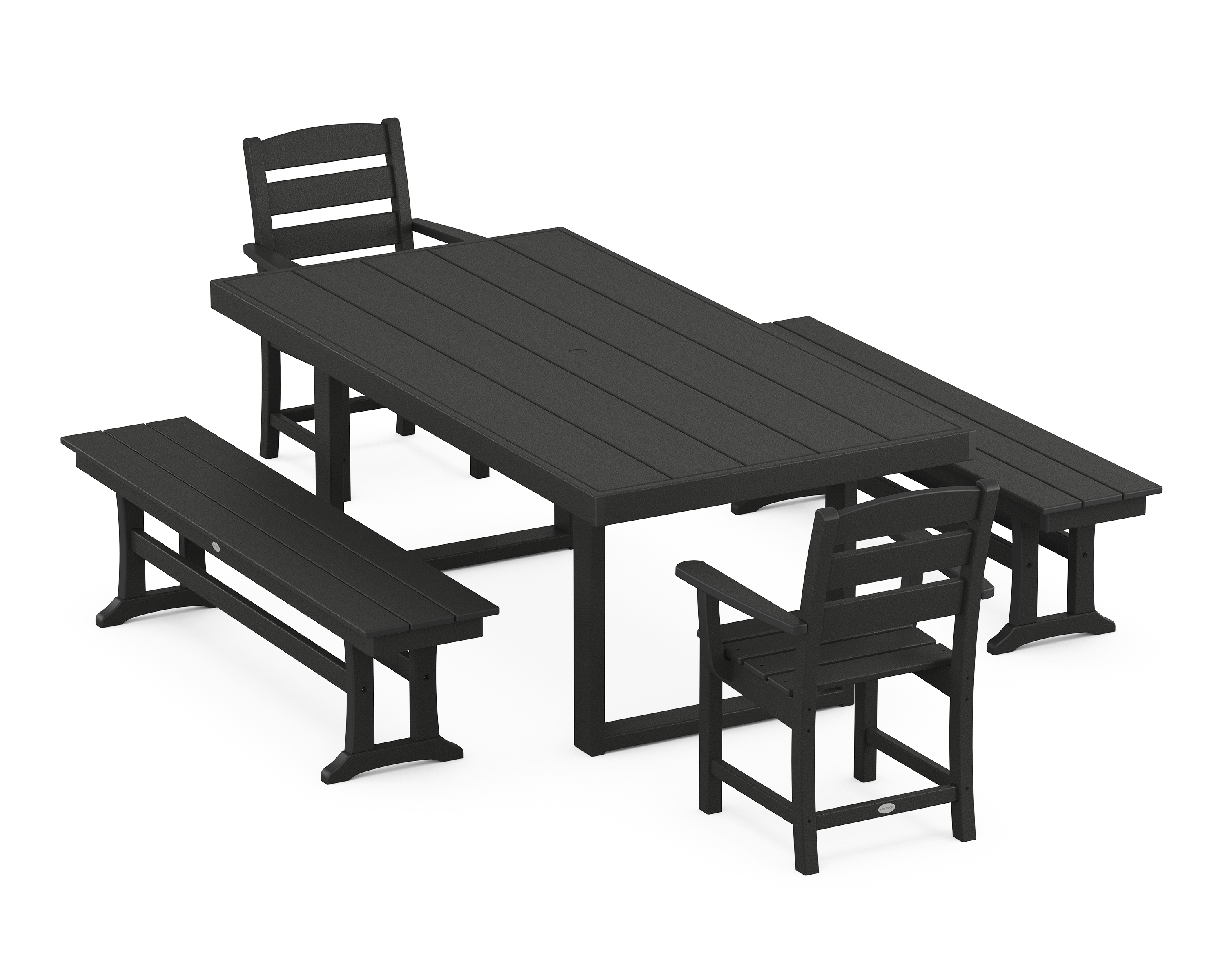 Lakeside 5-Piece Dining Set With Benches