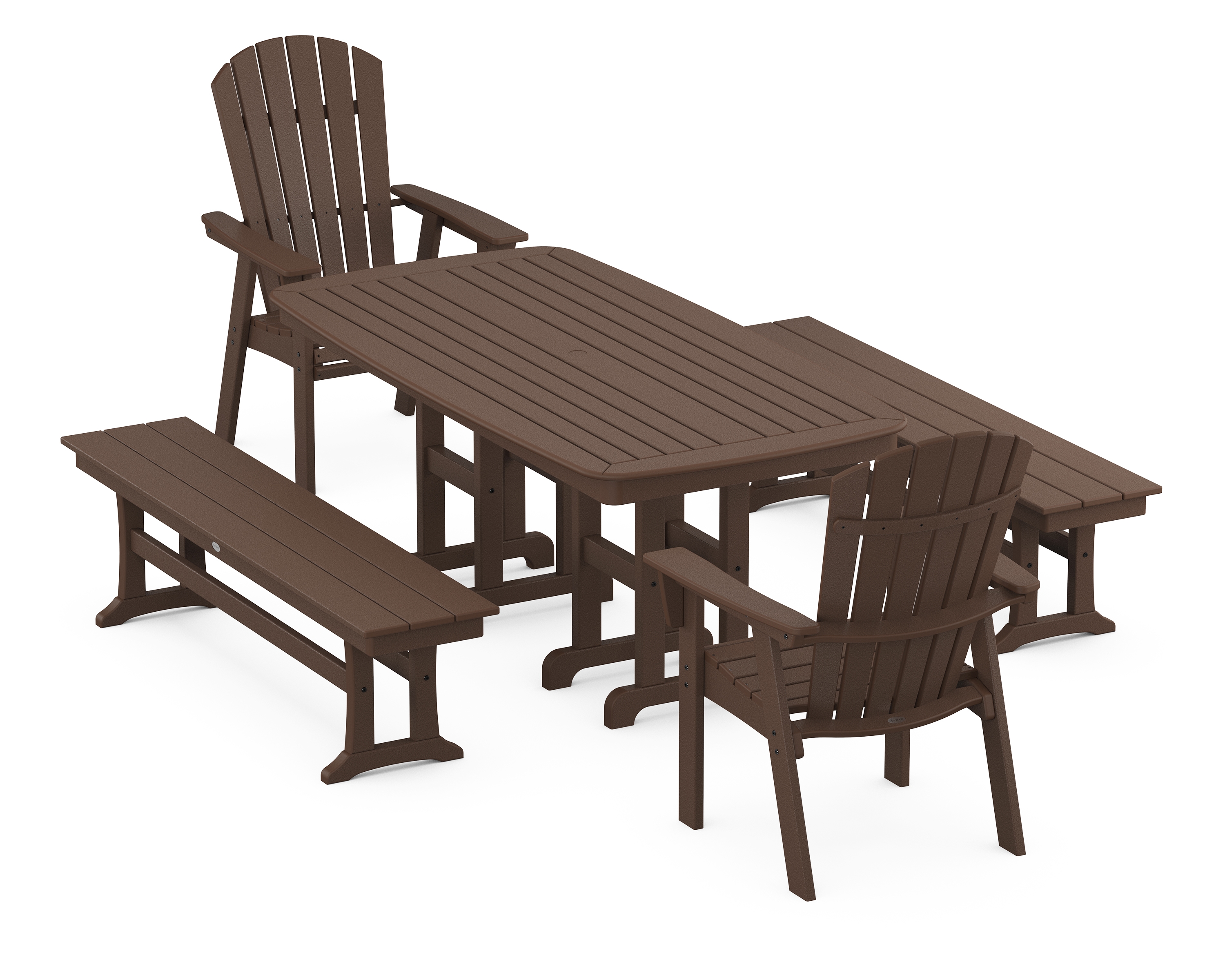Adirondack 5-Piece Dining Set With Benches