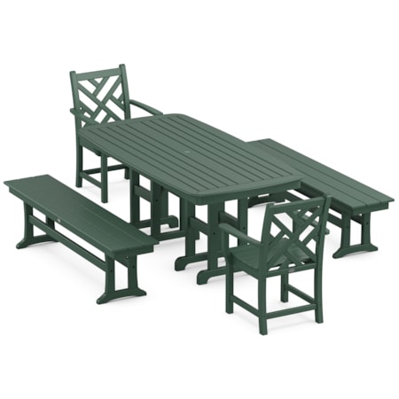 Chippendale 5-Piece Dining Set With Benches