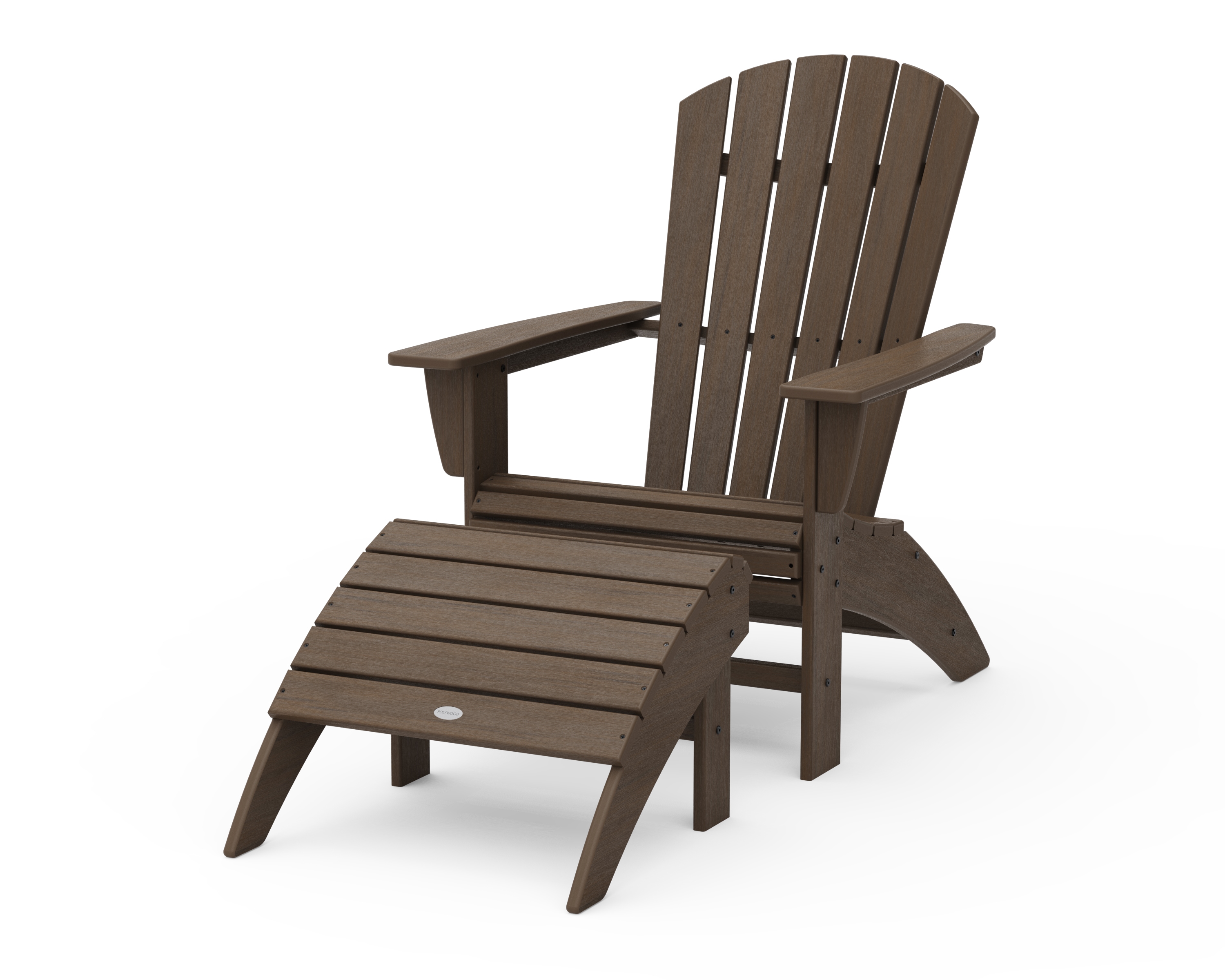 Nautical Curveback Adirondack Chair 2-Piece Set With Ottoman