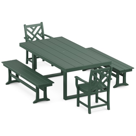 Chippendale 5-Piece Dining Set With Benches