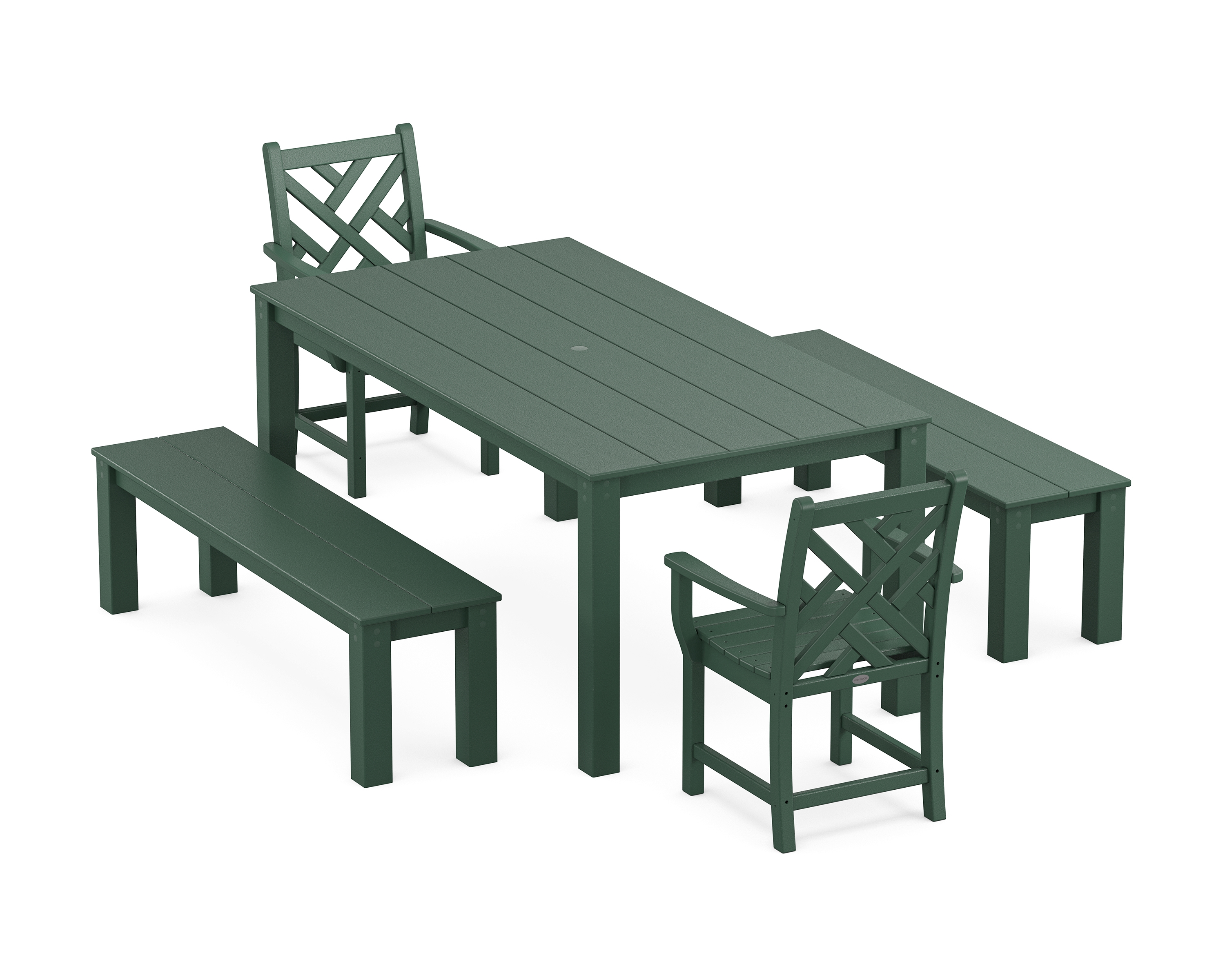 Chippendale 5-Piece Parsons Dining Set With Benches