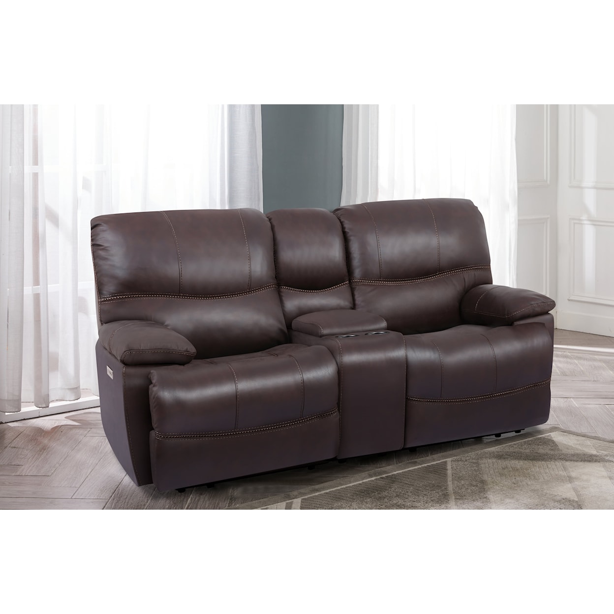 Cheers 70306 LEATHER MATCH POWER LOVESEAT W/ ZERO GRAVITY