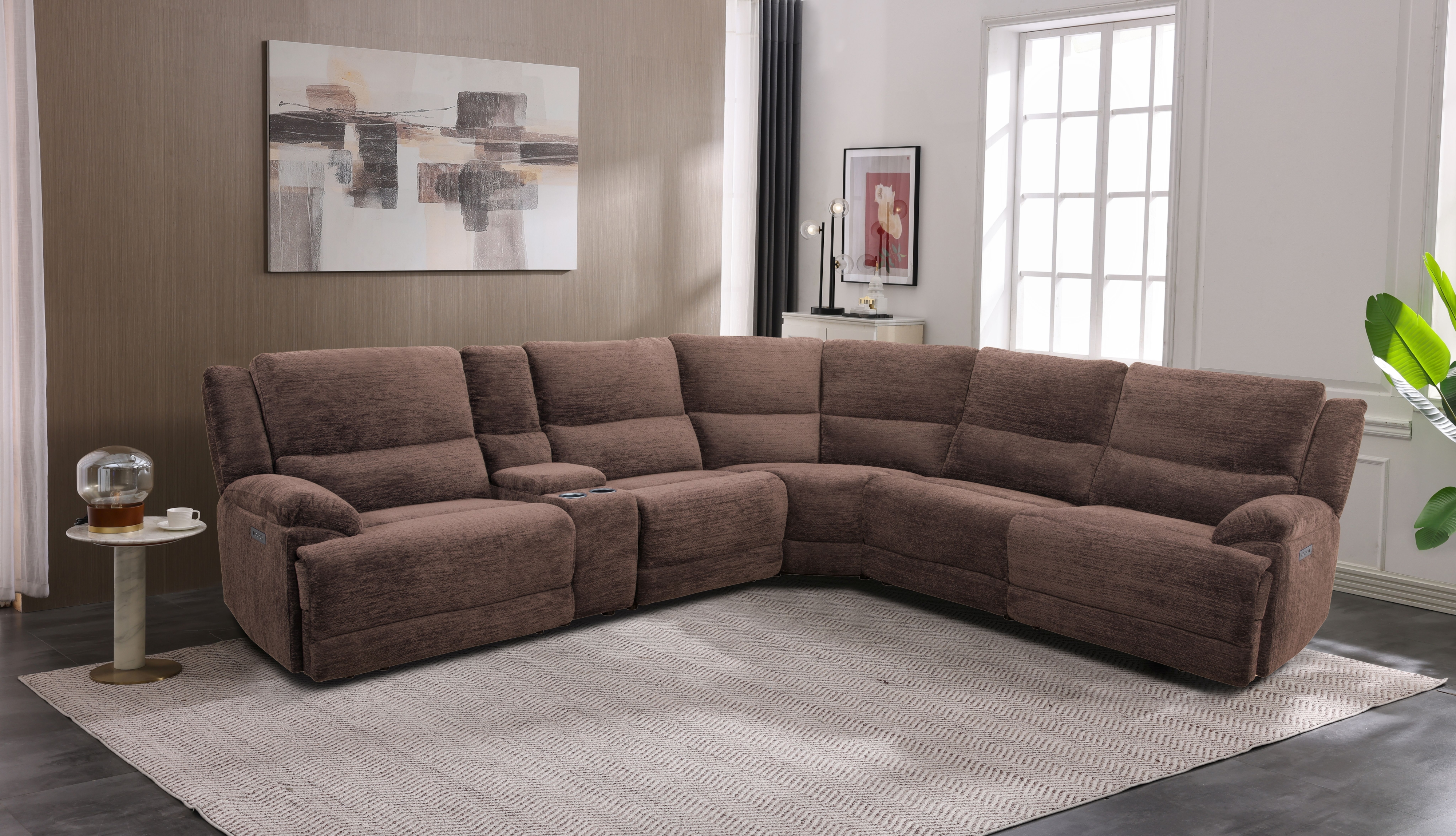 6-PC Sectional w/3 Built-in Power Recliners