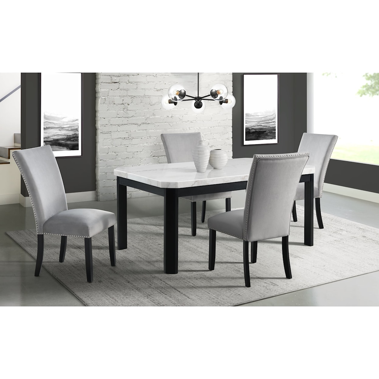 Elements International Valentino 5-Piece Dining Table & Chair Set