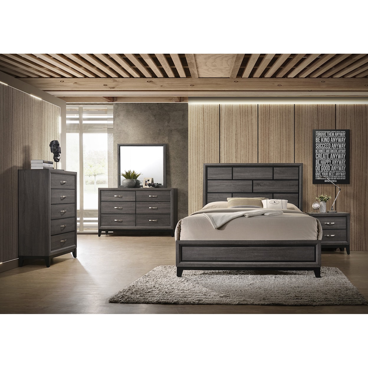 Crown Mark Akerson 4-Pc Queen Bedroom