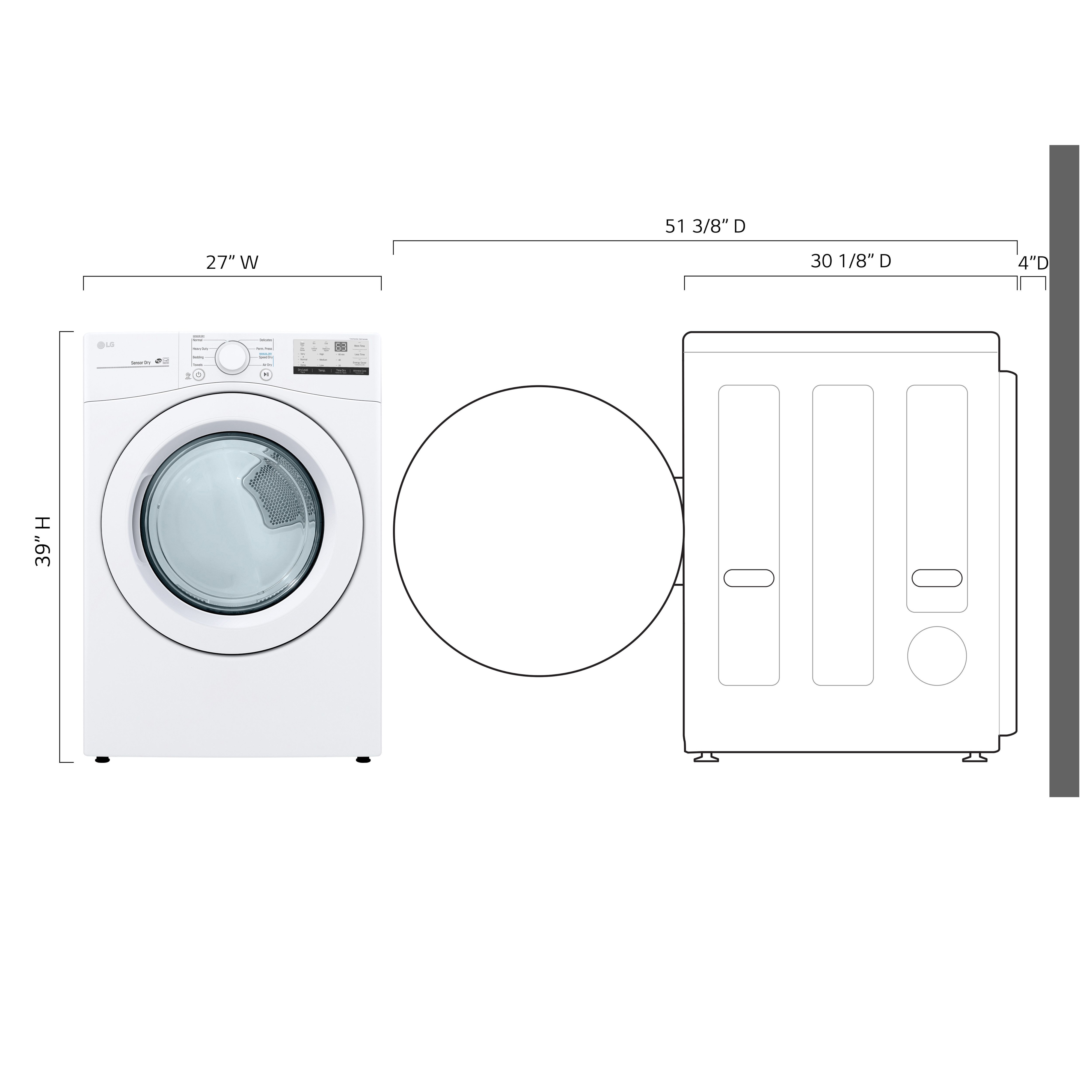 LG Appliances Laundry 7.4 cu. ft. Front Load Electric Dryer- White