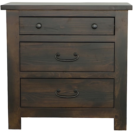 Transitional 3-Drawer Nightstand