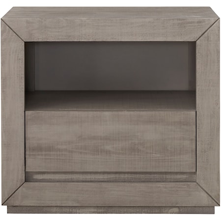 Transitional Single Drawer Nightstand with Open Storage