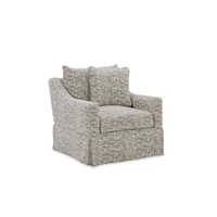 Transitional Swivel Chair with Sloped Track Armrests