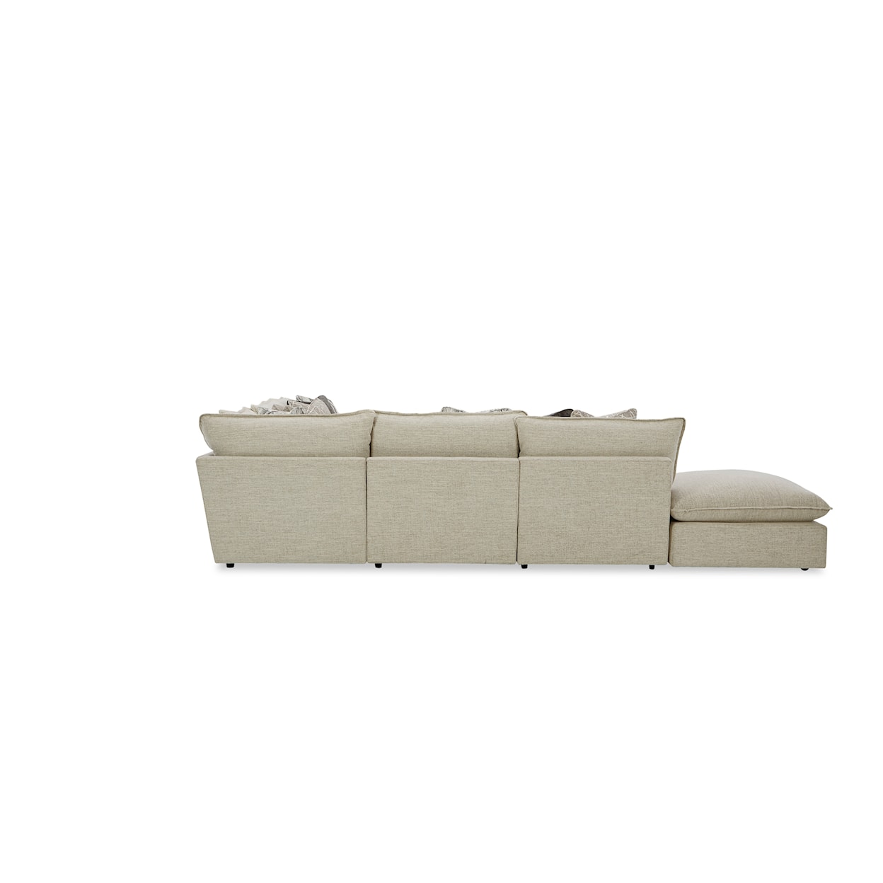 Craftmaster 712741BD Sectional w/ Two Bumper Ottomans & RAF Chair