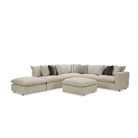 Casual 4-Seat Sectional Sofa w/ Two Bumper Ottomans & RAF Chair
