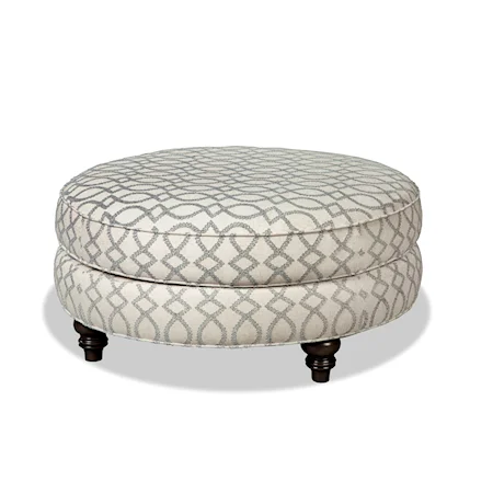Traditional 42 Inch Round Cocktail Ottoman