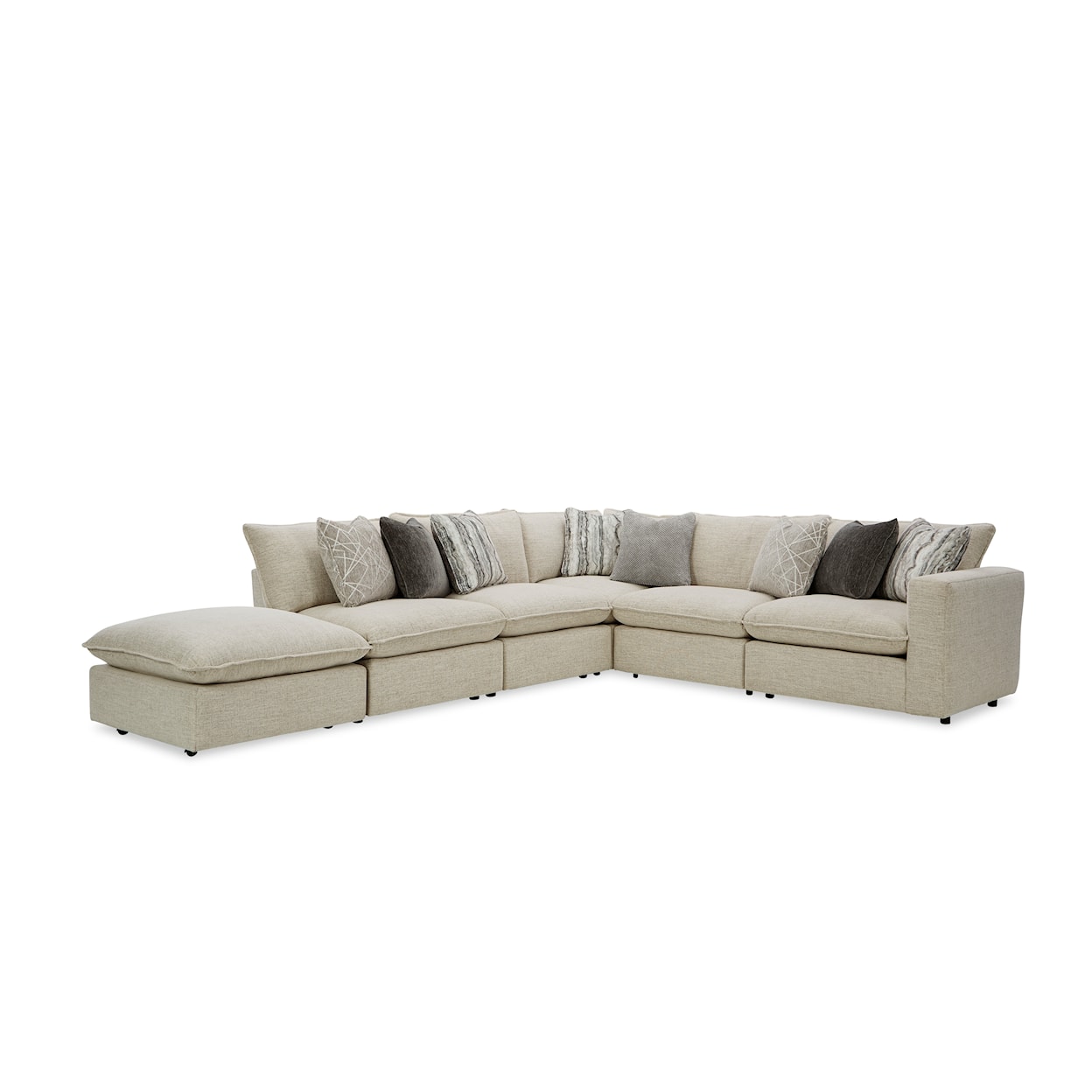 Hickory Craft 712741BD Sectional w/ One Bumper Ottoman & RAF Chair