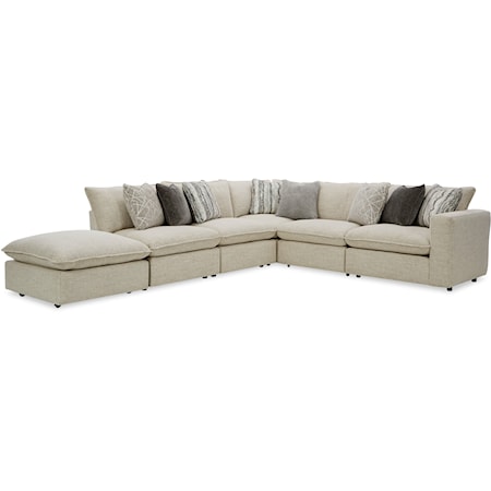 Casual 4-Seat Sectional Sofa w/ One Bumper Ottoman & RAF Chair