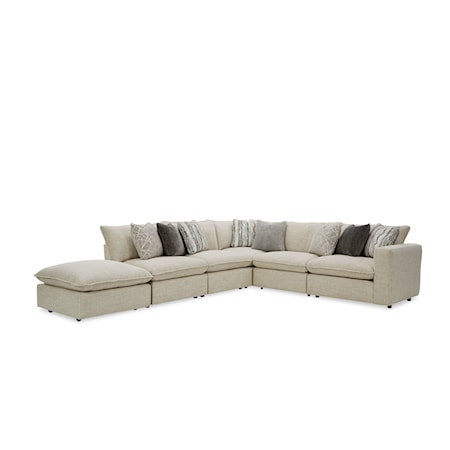 Sectional w/ One Bumper Ottoman & RAF Chair