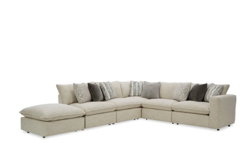 Casual 4-Seat Sectional Sofa w/ One Bumper Ottoman & RAF Chair