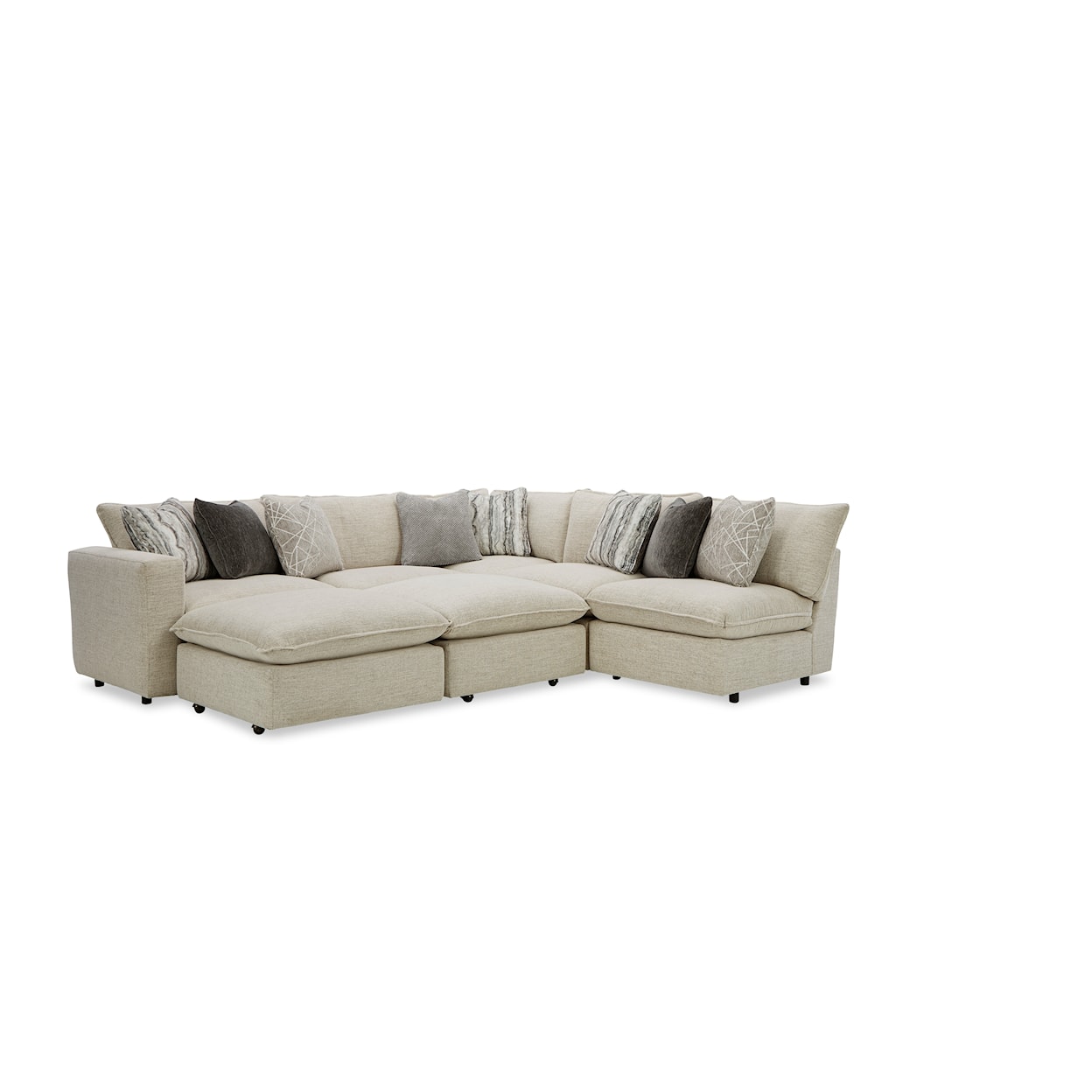 Hickory Craft 712741BD Sectional w/ Two Bumper Ottomans & LAF Chair