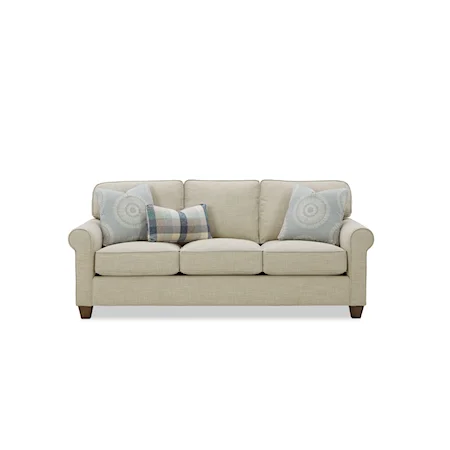 Transitional Sofa with Rolled Armrests