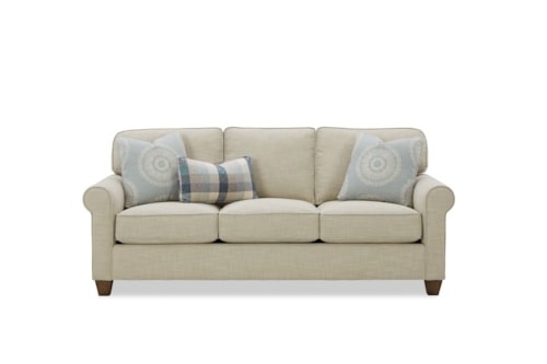 Transitional Sofa with Rolled Armrests