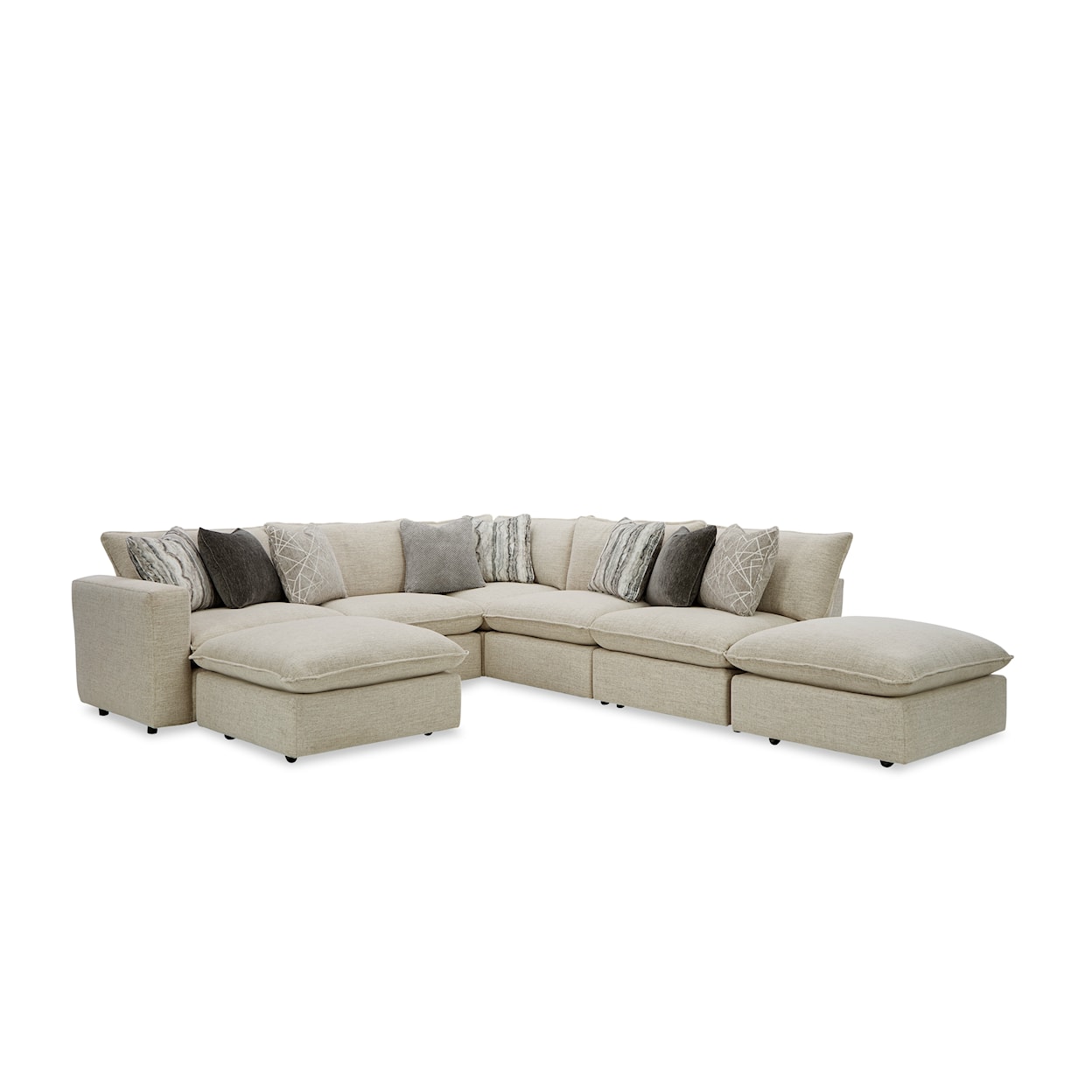 Hickory Craft 712741BD Sectional w/ Two Bumper Ottomans & LAF Chair