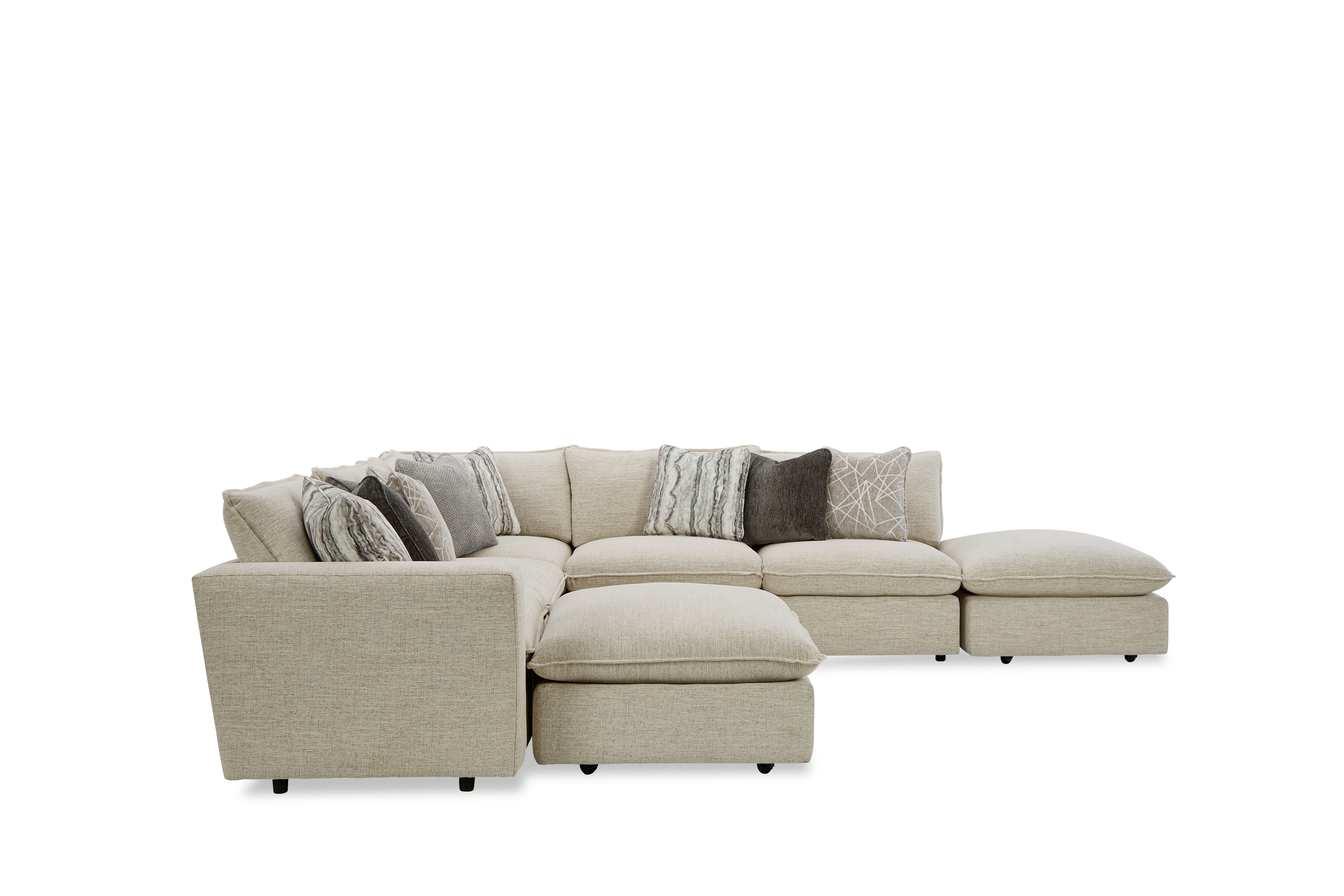 Sectional w/ Two Bumper Ottomans &amp; LAF Chair