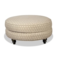 Traditional 42 Inch Round Cocktail Ottoman