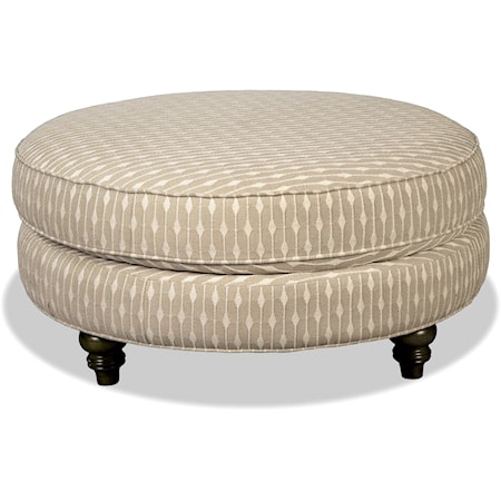 Traditional 42 Inch Round Cocktail Ottoman