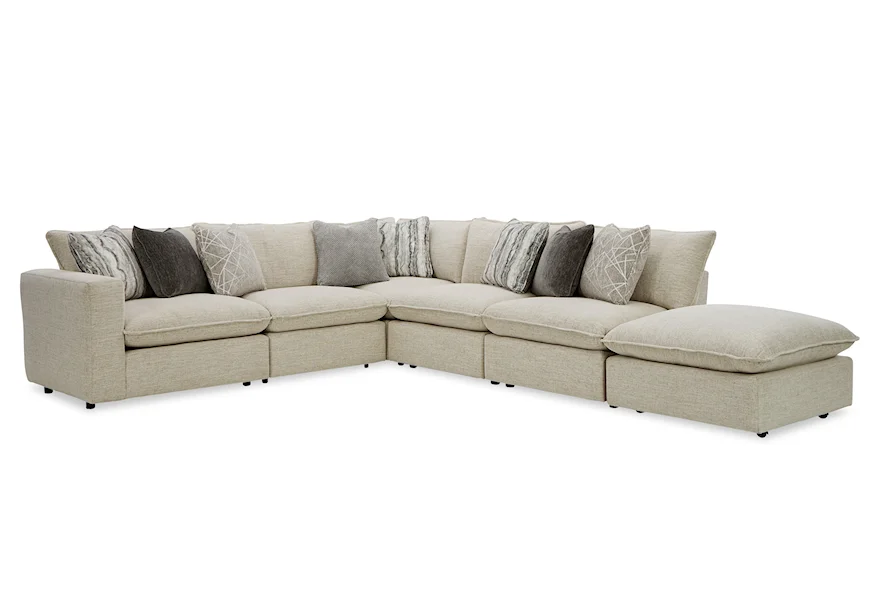 712741BD Sectional w/ One Bumper Ottoman & LAF Chair by Hickorycraft at Howell Furniture