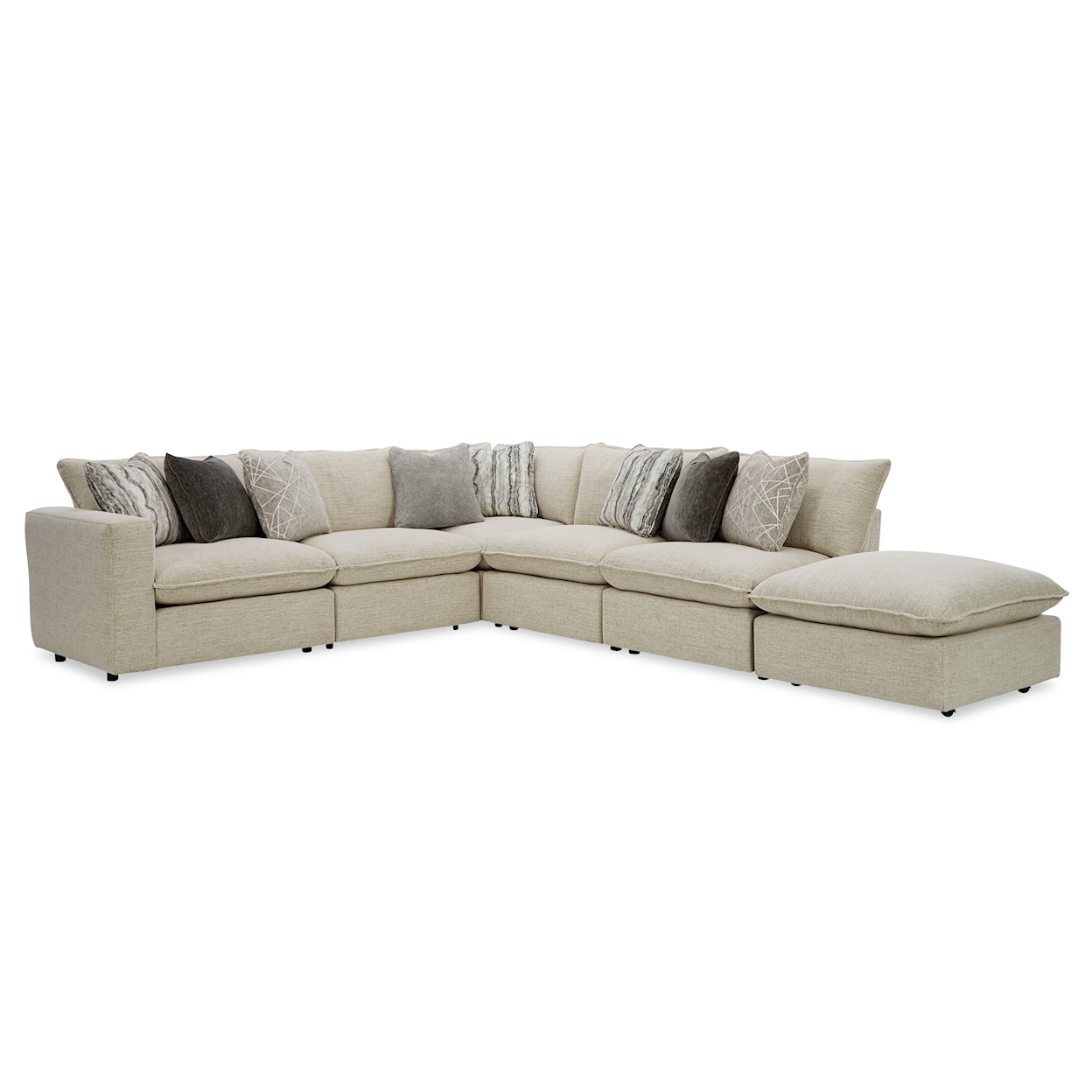 Craftmaster 712741BD Sectional w/ One Bumper Ottoman & LAF Chair