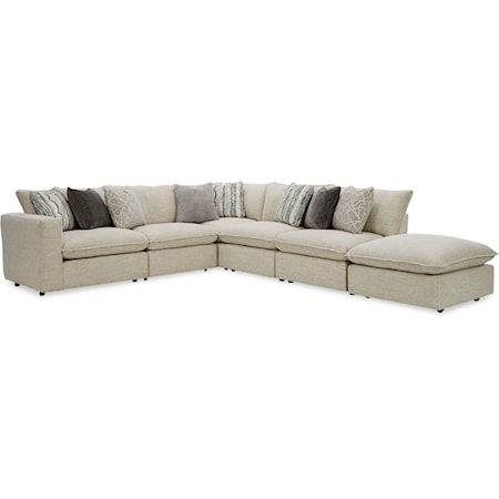 Casual 4-Seat Sectional Sofa w/ One Bumper Ottoman & LAF Chair