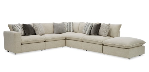 Casual 4-Seat Sectional Sofa w/ One Bumper Ottoman & LAF Chair