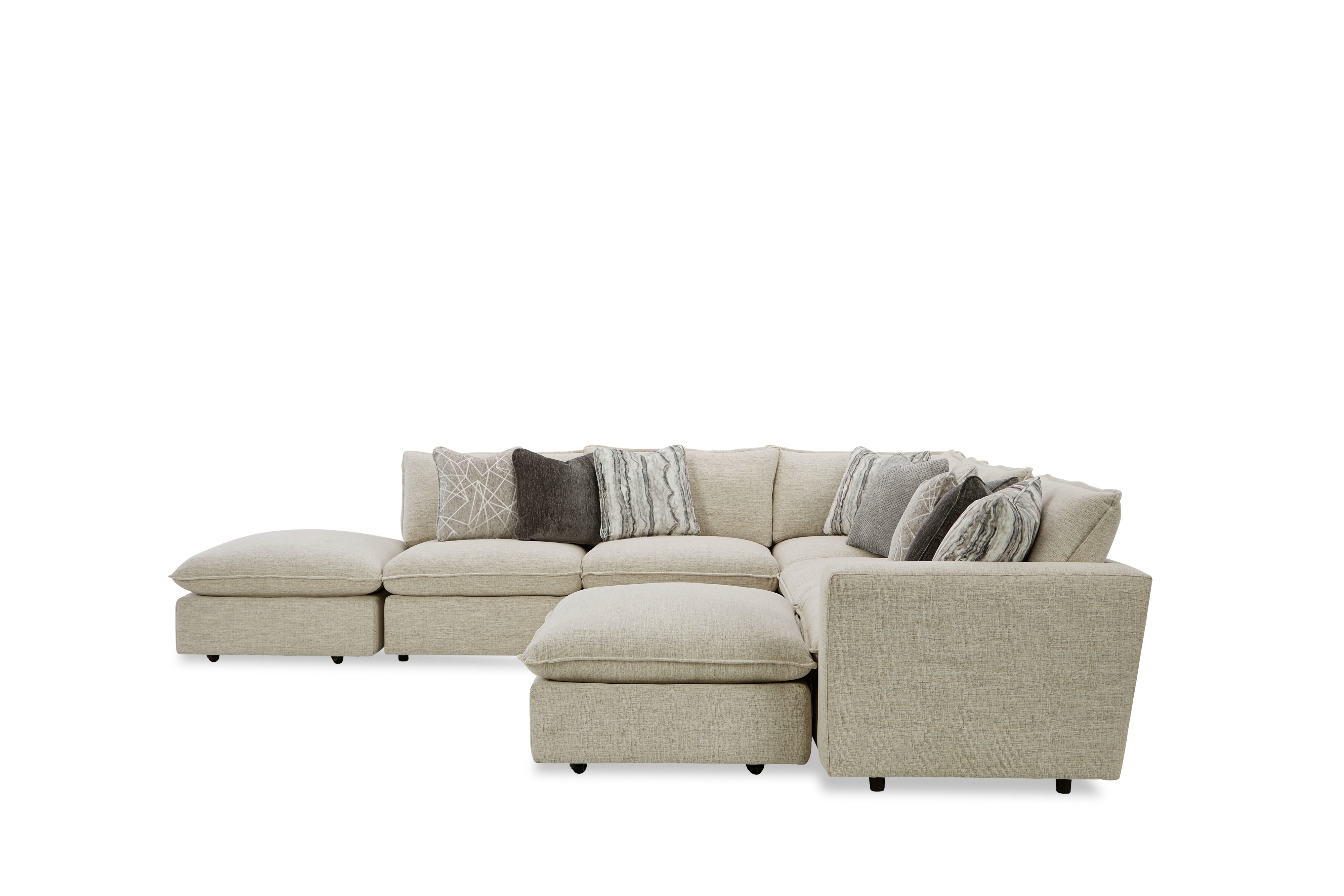 Sectional w/ Two Bumper Ottomans &amp; RAF Chair