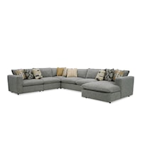 Casual 5-Seat Sectional Sofa with Large RAF Chaise Lounge
