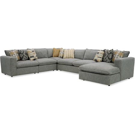 Casual 5-Seat Sectional Sofa with Large RAF Chaise Lounge