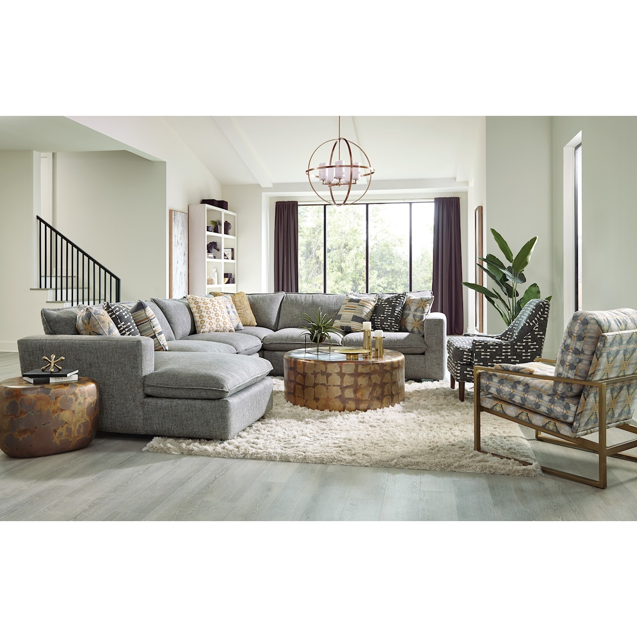 Hickorycraft 712741BD Sectional Sofa with Large Chaise