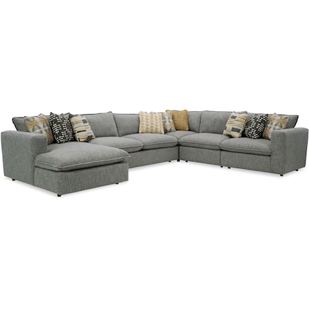 Casual 5-Seat Sectional Sofa with Large LAF Chaise Lounge