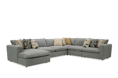 Casual 5-Seat Sectional Sofa with Large LAF Chaise Lounge