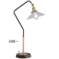 Industrial Table Lamp with Bronze and Brass