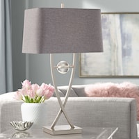 Table Lamp-Brushed nickel wishbone w/ crystal