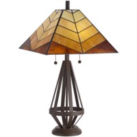 Table Lamp-Metal body with art glass shde
