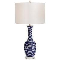 TL-Blue Ceramic Lamp w/Crystal Base