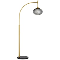 Floor Lamp-Arc Warm Gold with Glass Shade